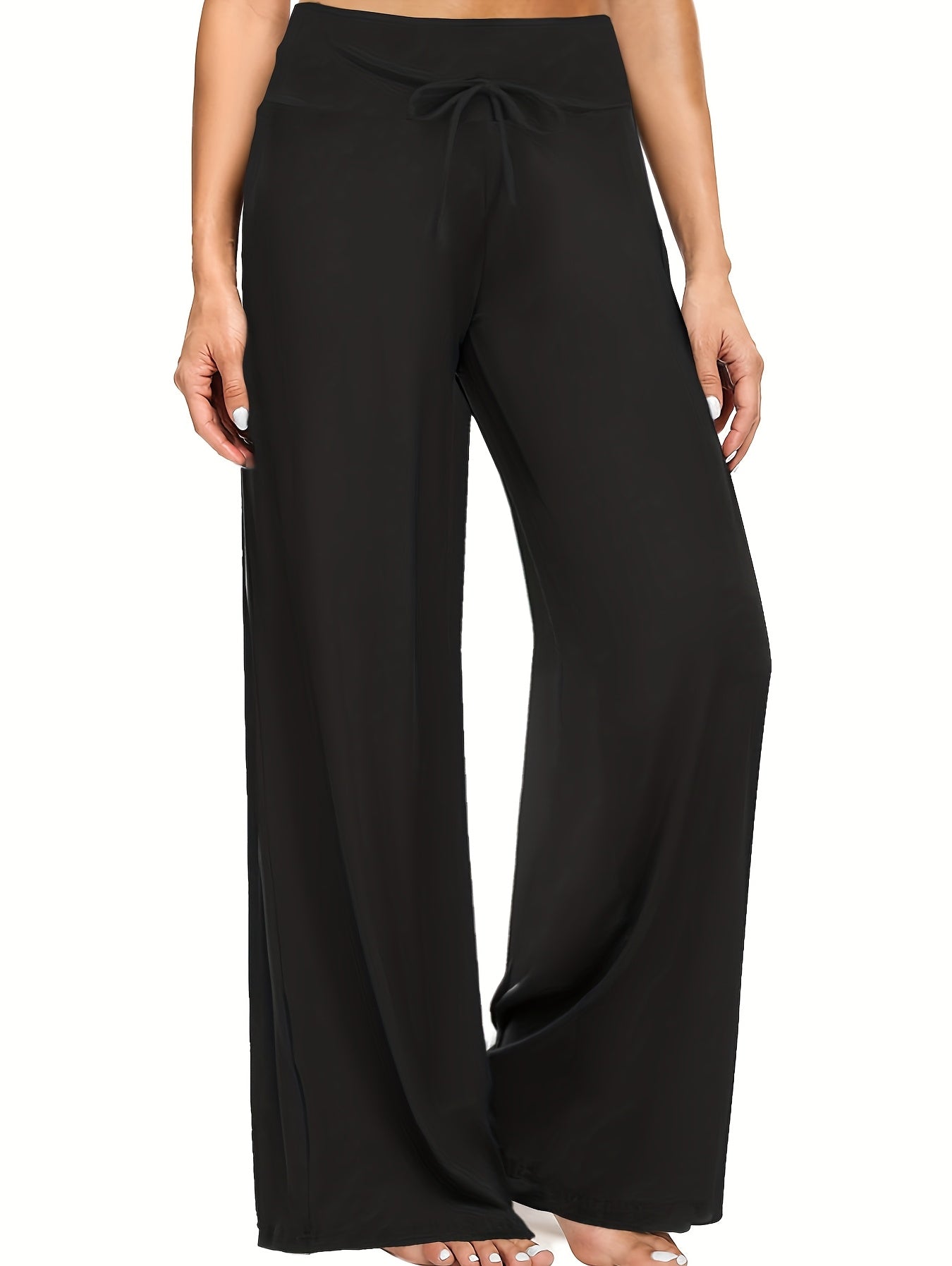 4-Pack Women's Wide Leg Palazzo Pants – High Waist Stretchy Casual Beach Lounge Pants, Loose Flowy Dress Pants for Women, S-XXL, Black & Mixed Colors