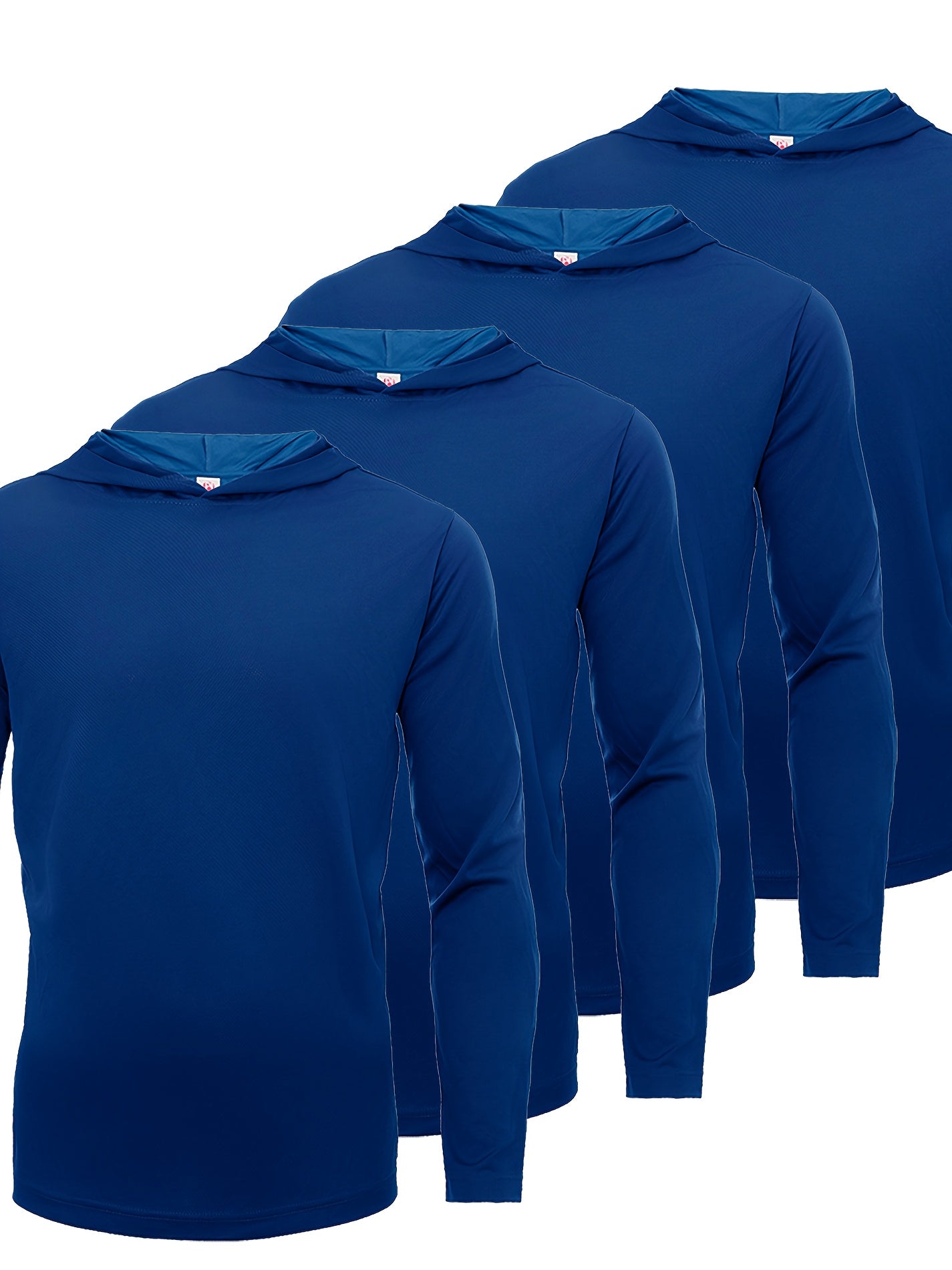 Men's Quick-Dry Pullover Hoodie Sports Top 4-Piece Set – Long Sleeve Hooded Athletic Shirt, Breathable Polyester Activewear for Running Gym Training, 10 Colors Sizes S-XXXL