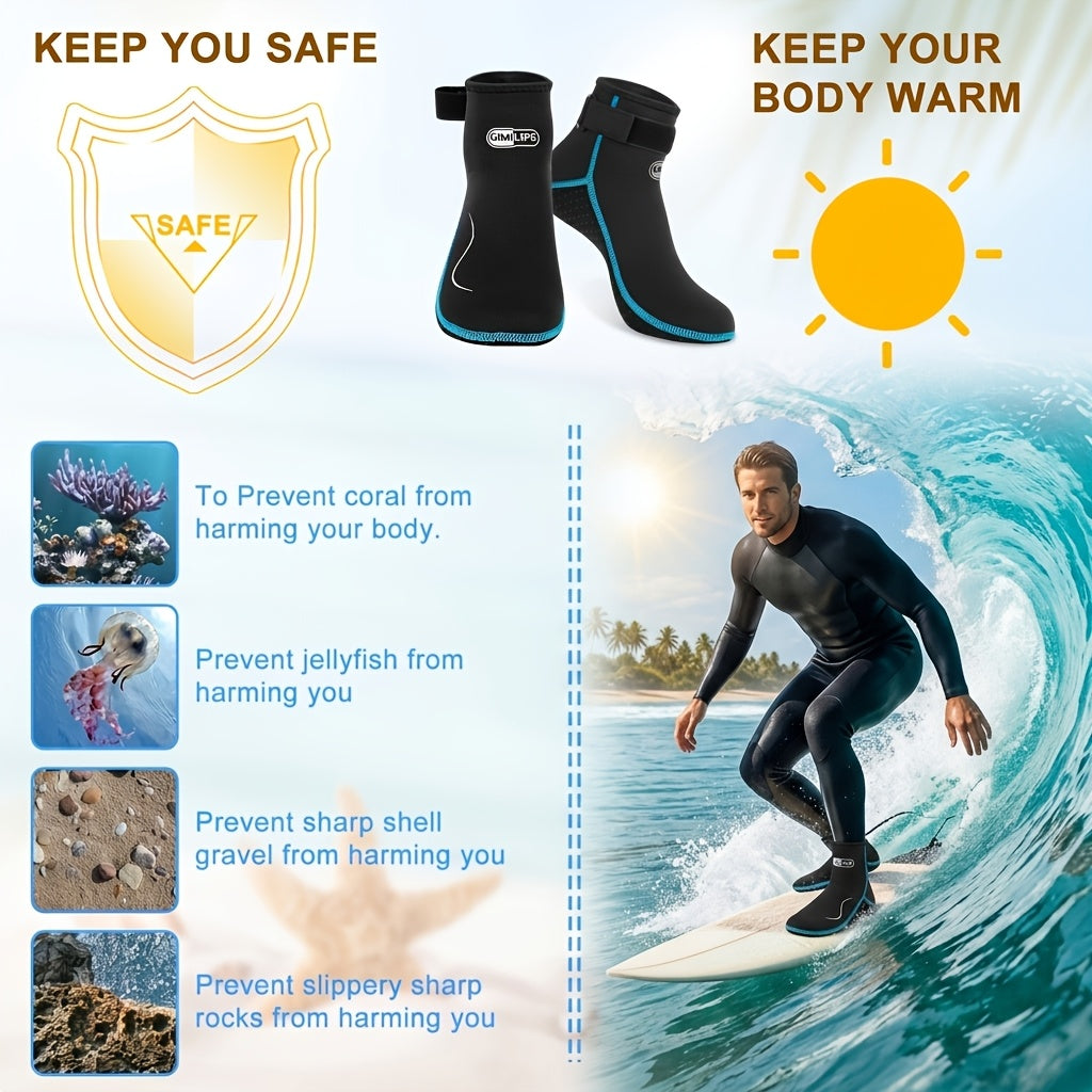 Neoprene Water Socks 3mm for Men & Women – Non-Slip Warm Diving Wetsuit Fin Socks High & Low Cut for Surfing Snorkeling Kayaking Beach S-XXL