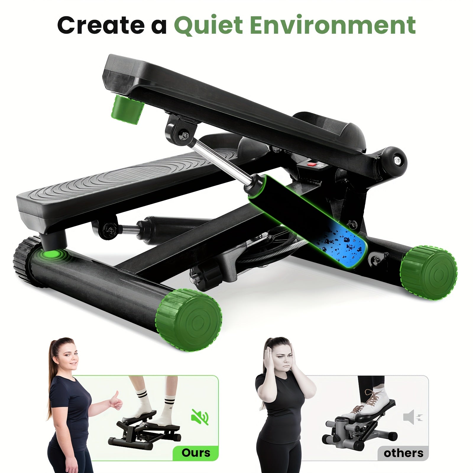Mini Exercise Stepper Machine with Resistance Bands Portable Twist Stair Stepper Home Workout 300 lbs Full Body Cardio Trainer Blue Black Silver