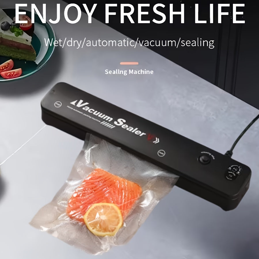 Vacuum Sealing Machine Set with 55 Bags - Automatic Food Vacuum Sealer for Food Preservation, Storage & Sous Vide Low-Temperature Cooking | Black or White
