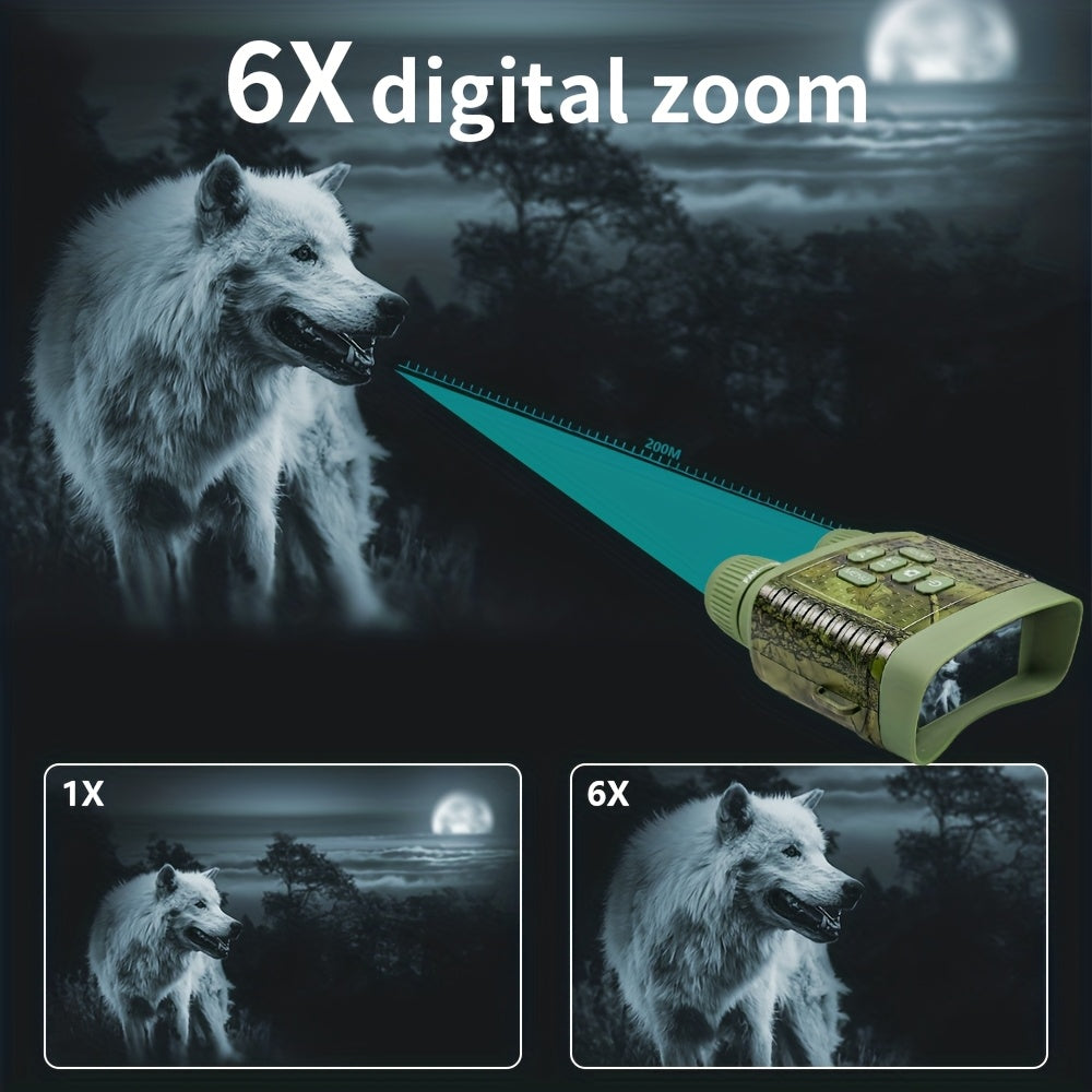 Night Vision Goggles 2.5K Binoculars 6X Digital Zoom 3-Inch HD Screen 7-Speed Infrared 2000mAh – Camouflage for Hunting Wildlife Watching Security