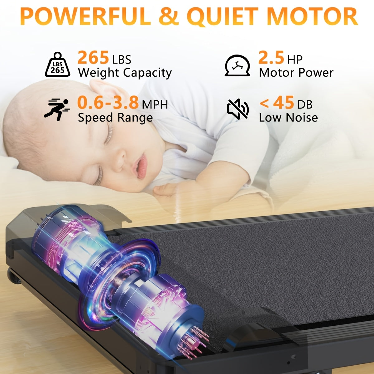 Foldable Treadmill Walking Pad with Incline & Handles – 300 Lbs Capacity, Portable Under Desk Compact Design for Home Gym & Office, Quiet Low-Impact Cardio Machine