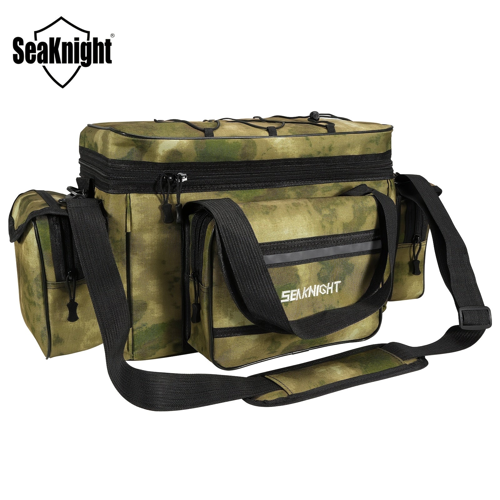 Fishing Tackle Bag Camouflage Durable Nylon Shoulder Carry Fishing Gear Bag for Hiking Travel Lure Storage Organizer