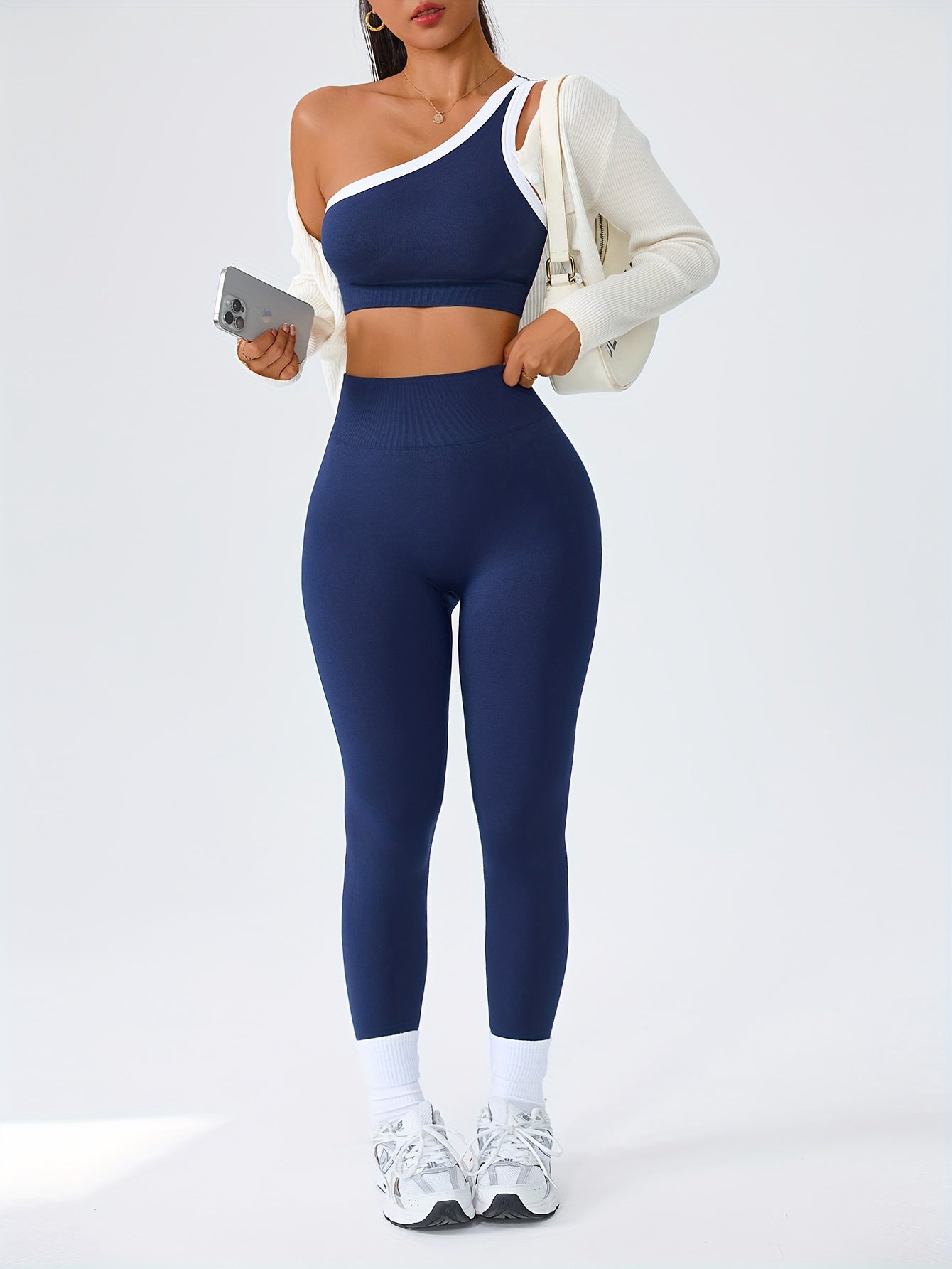 High-Waisted Butt-Lifting Leggings & Sports Bra Set for Women 2-Piece Stretchy Yoga Workout Outfit Solid Color Running Activewear with Camisole Top XS-XL
