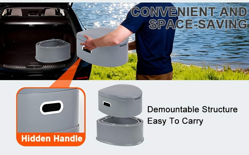Portable Toilet for Adults & Seniors – Extra Large Camping Commode with Detachable Inner Bucket & Removable Paper Holder, Lightweight Compact for Camping, RV, Boat, Van & Emergency Use