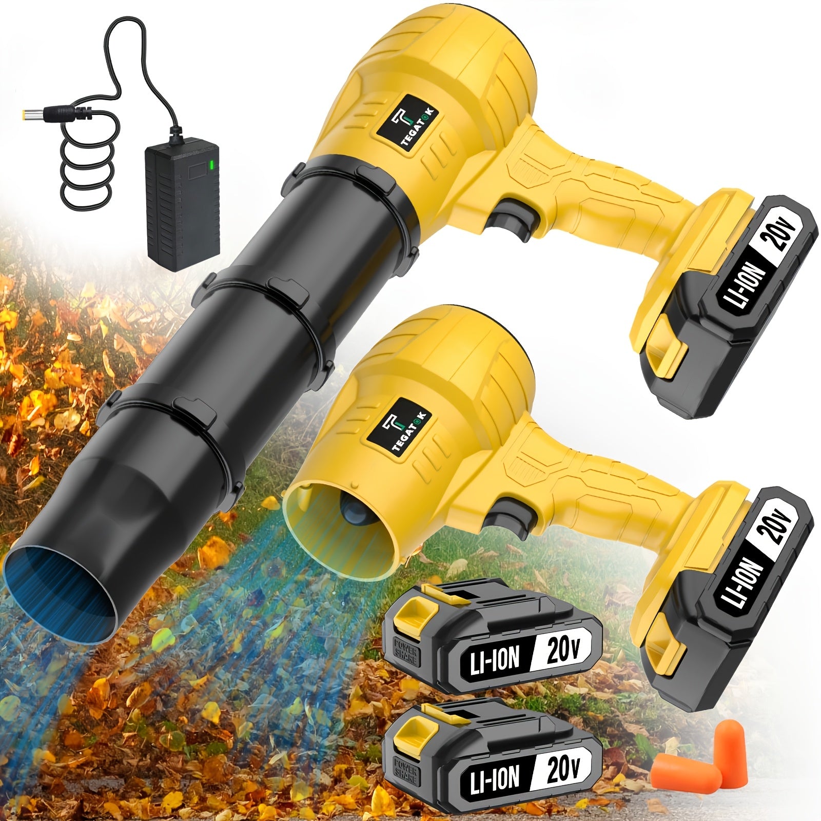 Cordless Leaf Blower 20V 20000RPM – Electric Handheld Blower with Battery & Nozzle for Leaves Dust Snow Car Drying Patio Garage Yard Cleanup – 2.0AH & 4.0AH Kit Options