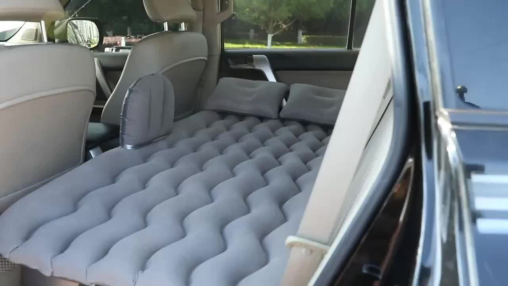 SUV Air Mattress Inflatable Car Bed Portable Camping Travel Flocked Blow Up Mattress for SUV Trunk with Storage Bag Repair Kit Blue Black Beige Gray