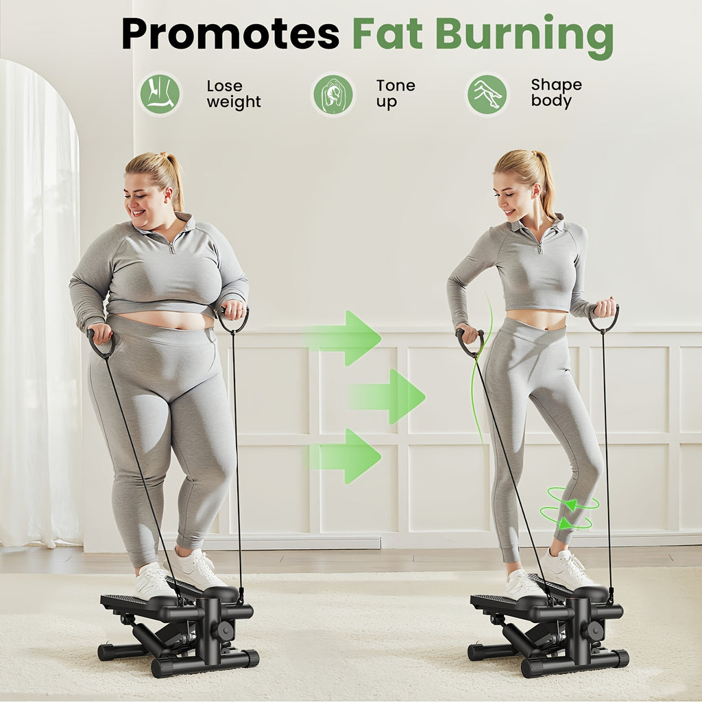 Stair Stepper Machine Mini Portable with Resistance Bands Twist Motion Full Body Workout 300LBS Compact Home Gym Cardio for Men Women
