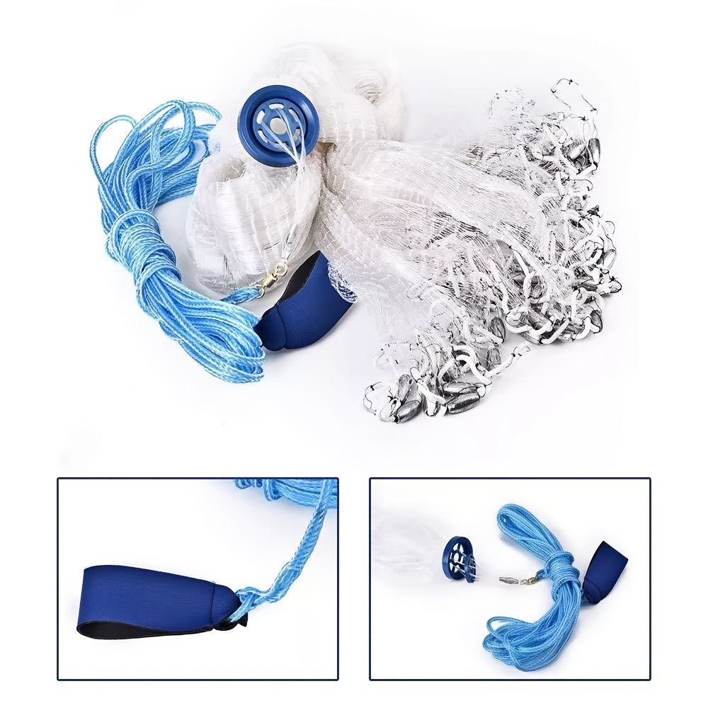 Cast Net for Fishing 8FT 10FT Easy Throw Copolymer Monofilament Mesh Zinc Sinkers 1.3cm Mesh 240 300 Steel Drop Saltwater Freshwater Bait Trapping Beginners Experts