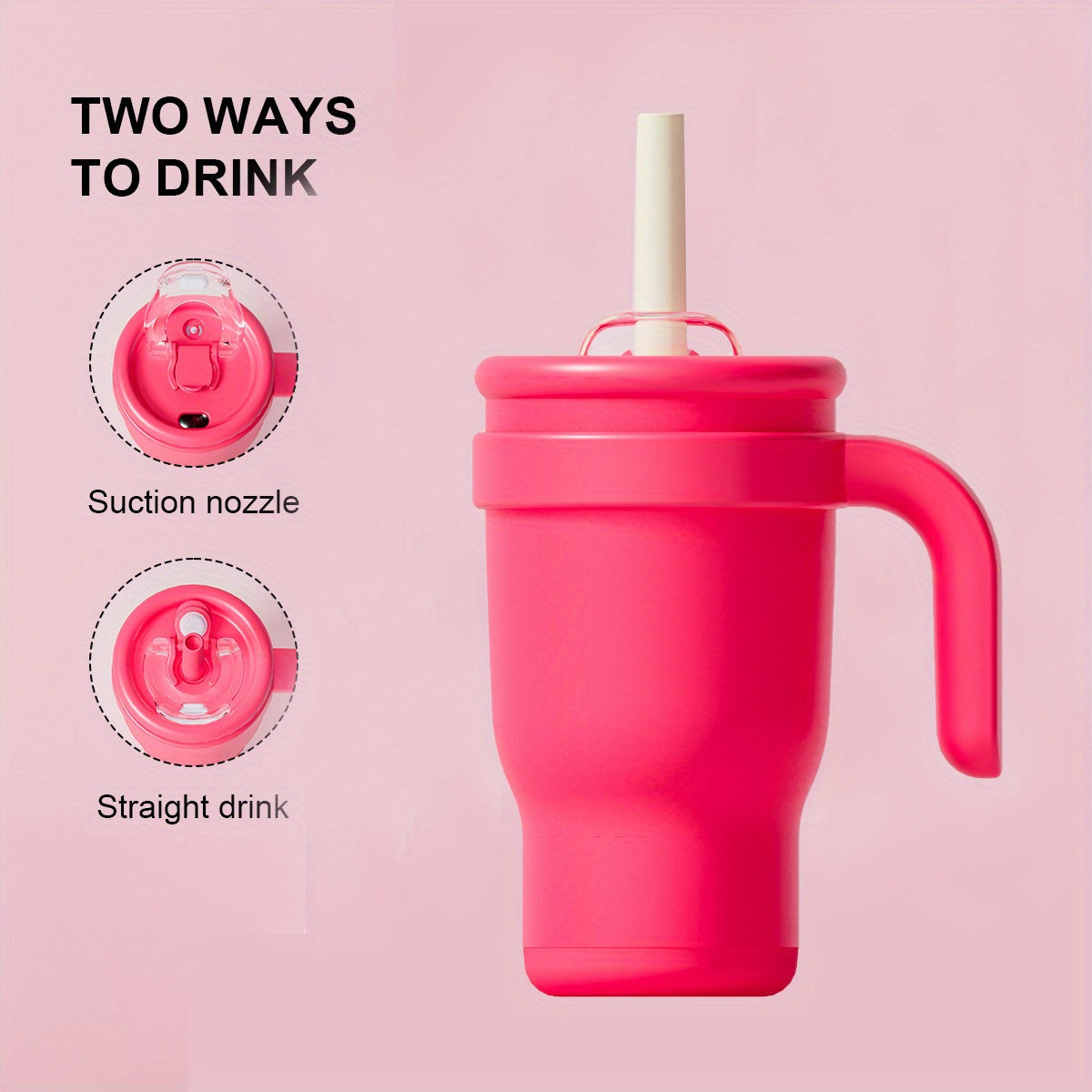 14oz Insulated Coffee Mug with Handle and Straw Double Wall Stainless Steel Tumbler Silicone Boot Sleeve Splash Proof Lid Fits Cup Holders for Women Office Yoga Gym Car 8 Colors