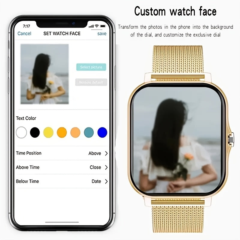 Smartwatch Full Touch Screen Wireless Calling Multi-Sport Modes Music Control Magnetic Charging Compatible with iPhone Android Men Women Fashion Sports Watch