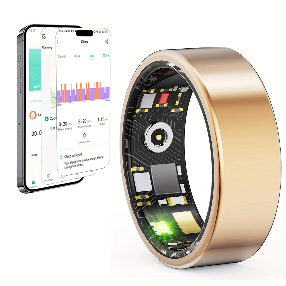 Smart Ring Fitness Tracker Waterproof for Men Women – Sleep Tracking, Pedometer, Calories & Exercise Tracking, Compatible with iPhone Android, Sizes #7-#13, Black Rose Gold Silver