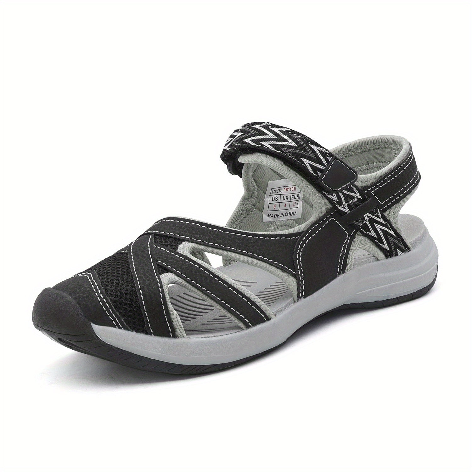 Women's Outdoor Hiking Sandals Summer Sport Athletic Walking Sandals – Breathable Cap Toe TPR Sole Hook-Loop Closure Lightweight Trail Travel Camping Beach Khaki Black Blue Grey US 5-11