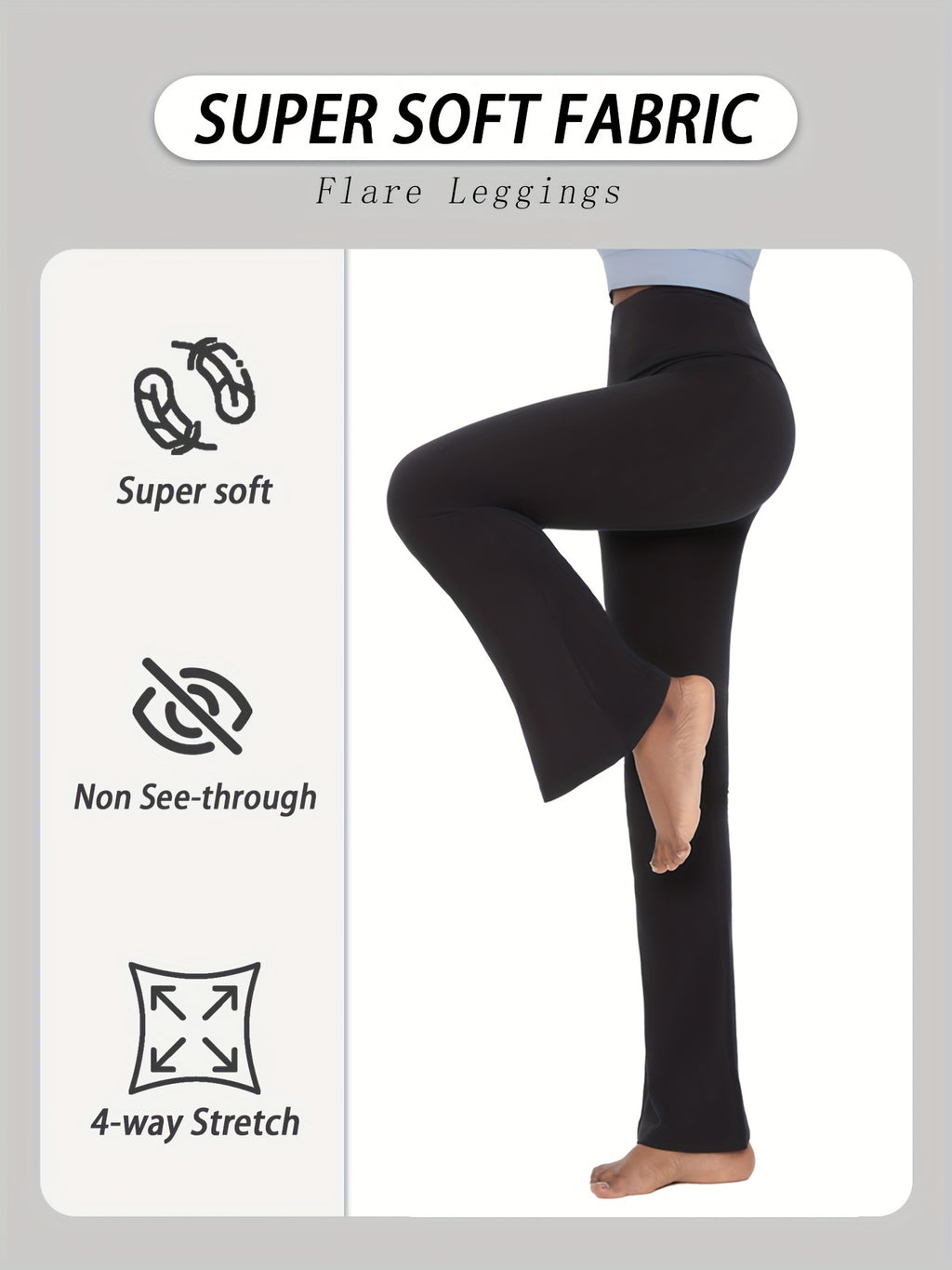 Women's High Waist Flare Yoga Pants 5-Pack Tummy Control Full Length Bell Bottom Leggings - Soft Bootcut Wide Leg Pants for Yoga Gym Dance - Polyester Elastane S M L XL XXL Mixed Colors