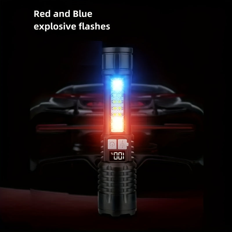 2-Pack Rechargeable LED Flashlight Combo – High Power Tactical Flashlight with COB Side Light, Telescopic Zoom & USB-C Charging for Camping, Hiking, Biking & Emergencies