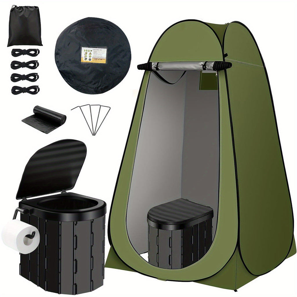 Portable Camping Toilet with Privacy Tent Pop Up Potty Shelter 12 Toilet Bags for Adults Outdoor Camping Travel Changing Shower