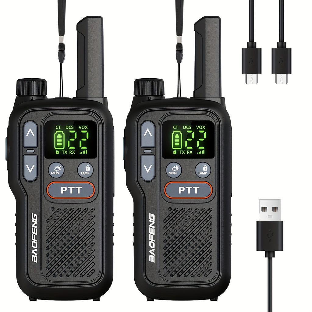 Long Range Walkie Talkies for Adults BF-T18 FRS Two Way Radio Rechargeable 1500mAh USB-C NOAA VOX LED Flashlight Hiking Camping