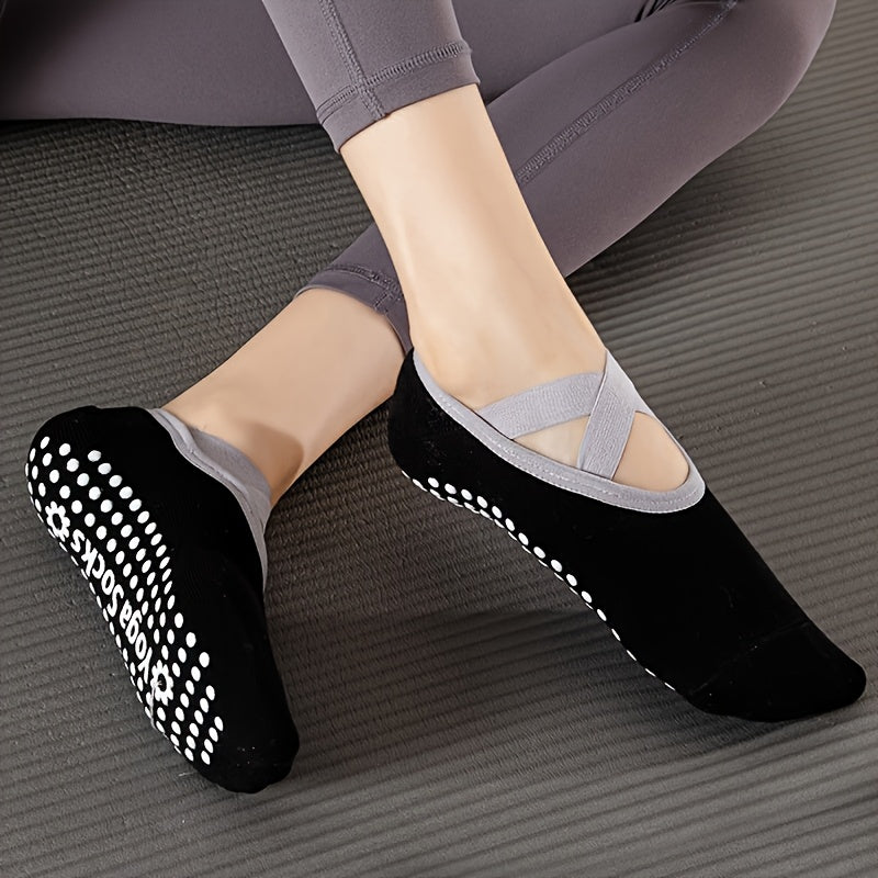 6-Pack Women's Non-Slip Yoga Socks with Grip – Cushioned Heel & Toe Breathable Workout Socks for Pilates, Dance, Gym & Home – Mixed Colors & All Black