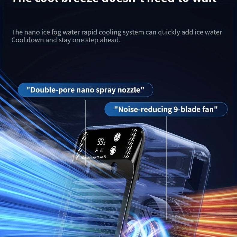 Portable Air Conditioner Fan - 6000mAh Rechargeable Personal Cooling Fan, USB-C Charging, 2 Wind Speeds & 2 Wind Modes, Touch Control, Indoor Outdoor Portable Mini AC Fan for Home, Office & Travel