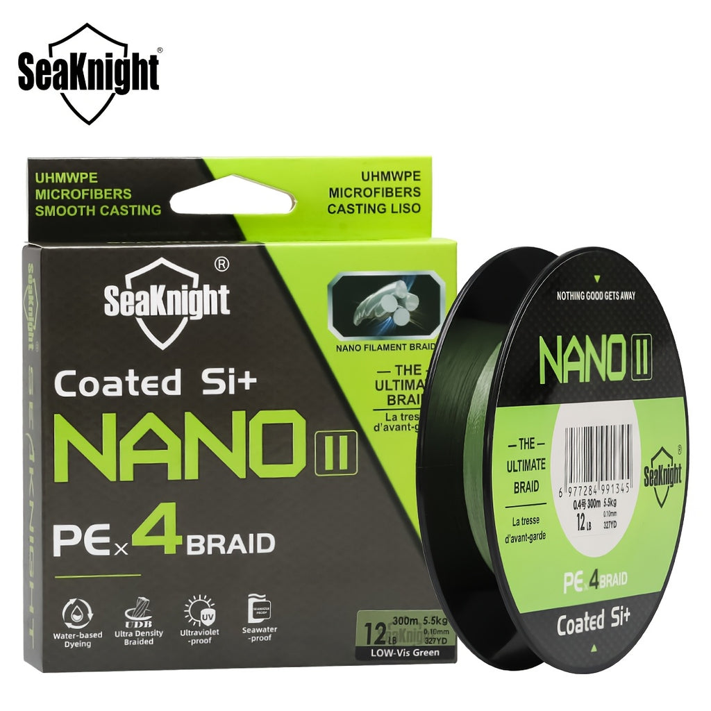 PE Braided Fishing Line 4-Strand – Ultra-Strong UHMWPE Zero Stretch Smooth Casting Line for Bass Trout Catfish Freshwater Saltwater Fishing – Low-Vis Green, Hi-Vis Green & Yellow – 7–15LB 110 & 327 Yds