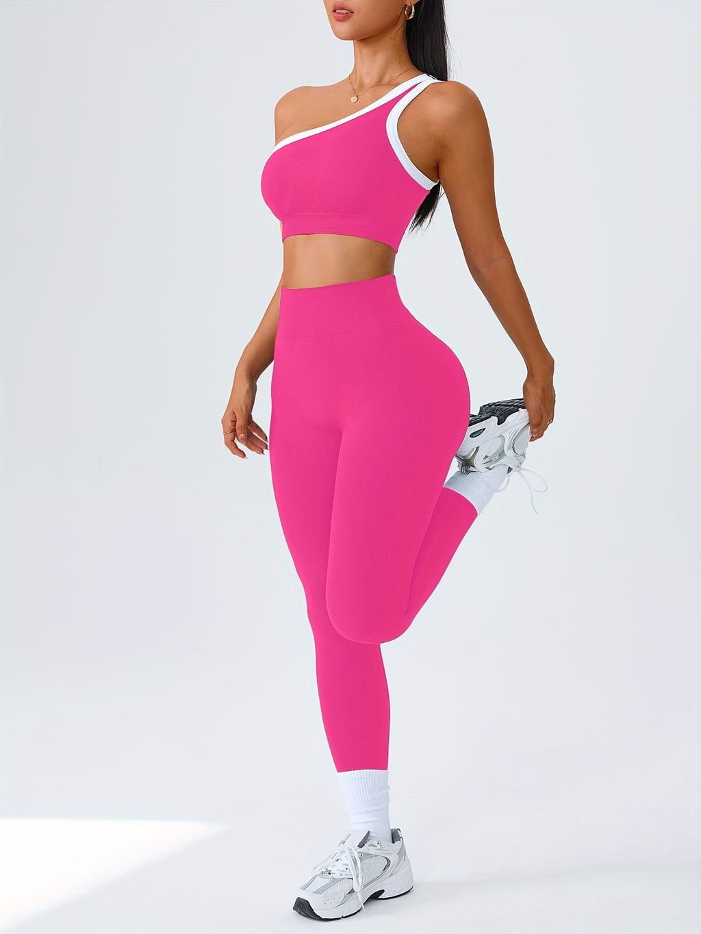 High-Waisted Butt-Lifting Leggings & Sports Bra Set for Women 2-Piece Stretchy Yoga Workout Outfit Solid Color Running Activewear with Camisole Top XS-XL