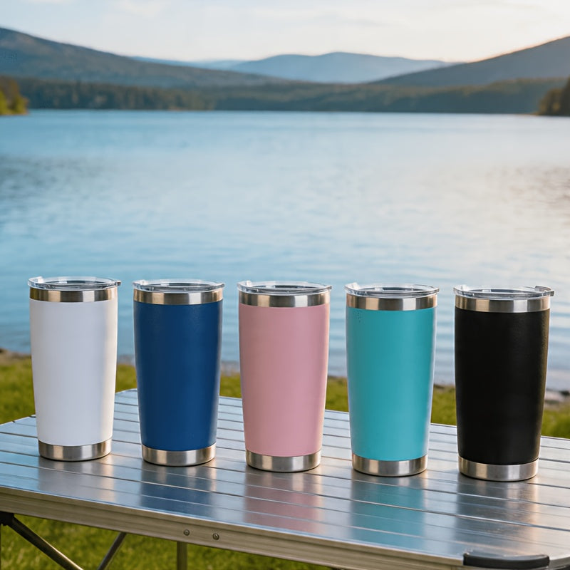 2-Pack 20oz Stainless Steel Insulated Tumbler – Double Wall Vacuum Sealed Thermal Cup for Hot & Cold Drinks Football Game Day Holiday Gift Pink White Light Blue Black Dark Blue
