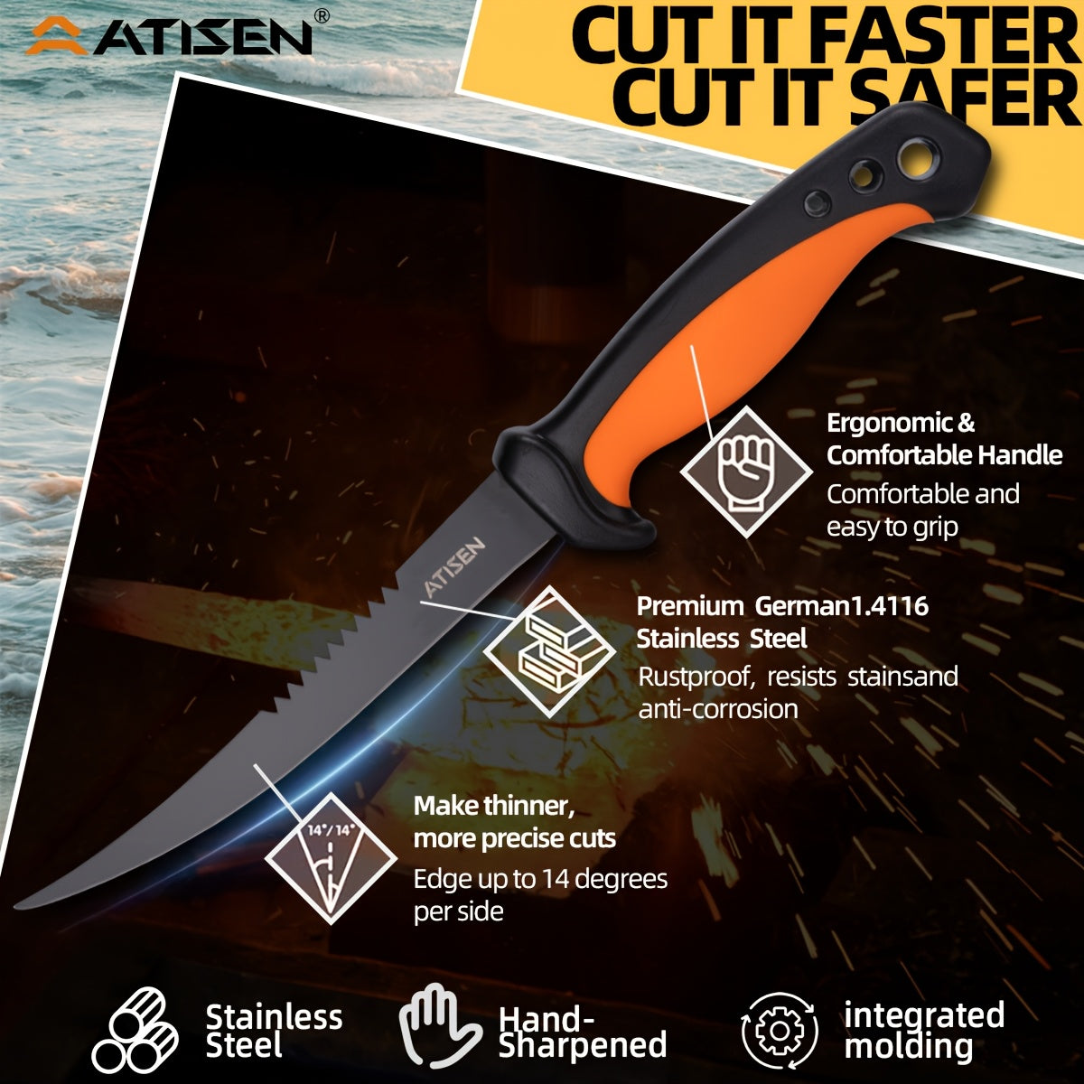 106-Piece Fishing Knife Set with Bait Knife, Shrimp Tongs, Knife Sharpener & Line Clippers – Complete Angler Tool Kit for Fishing, Camping, Hiking & Outdoor Cooking, Gift for Men