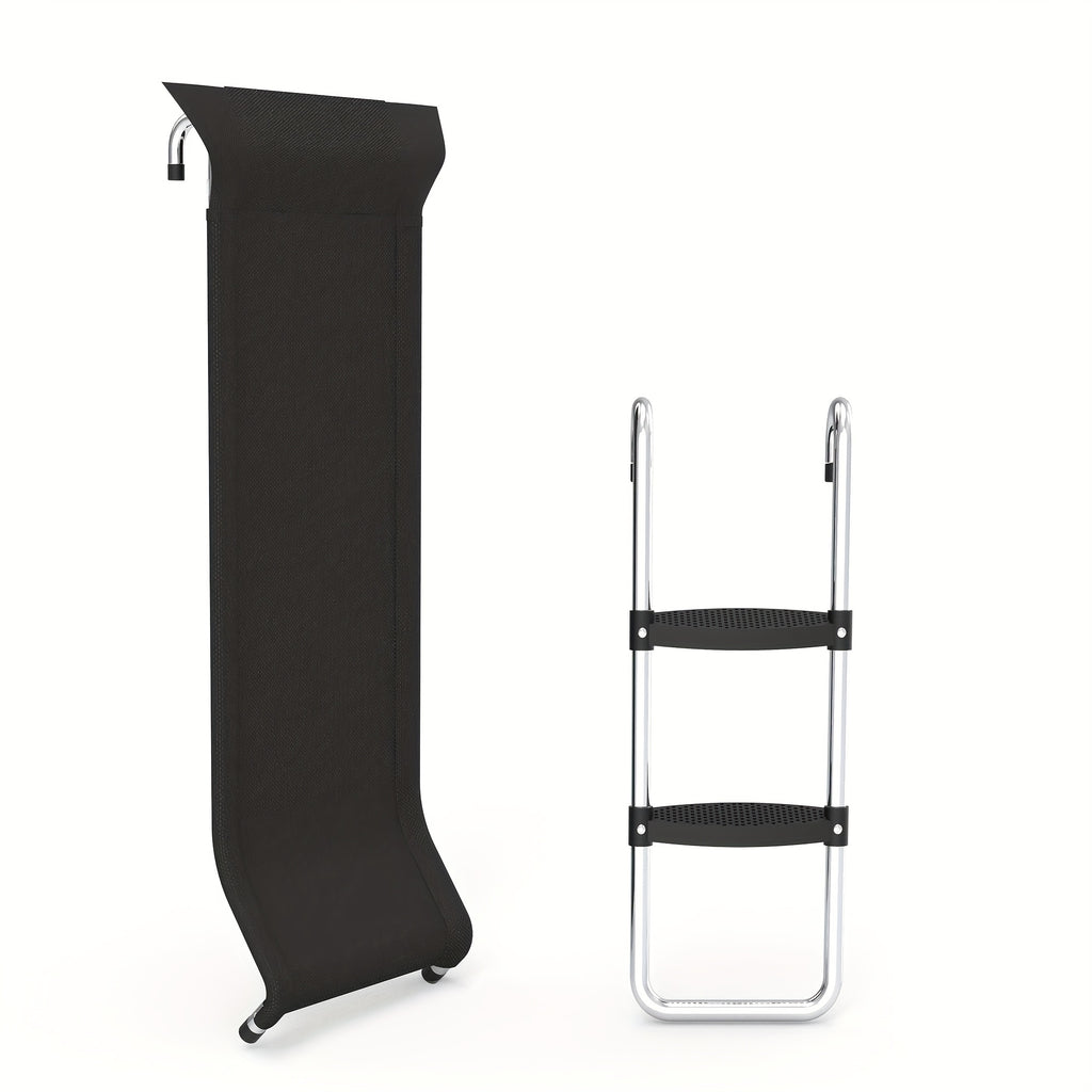 Trampoline Ladder & Slide Kit – 2-Step Wide Safety Ladder with Tear-Resistant Slide, PE & Galvanized Steel, Universal Fit for Trampolines, Ages 14+