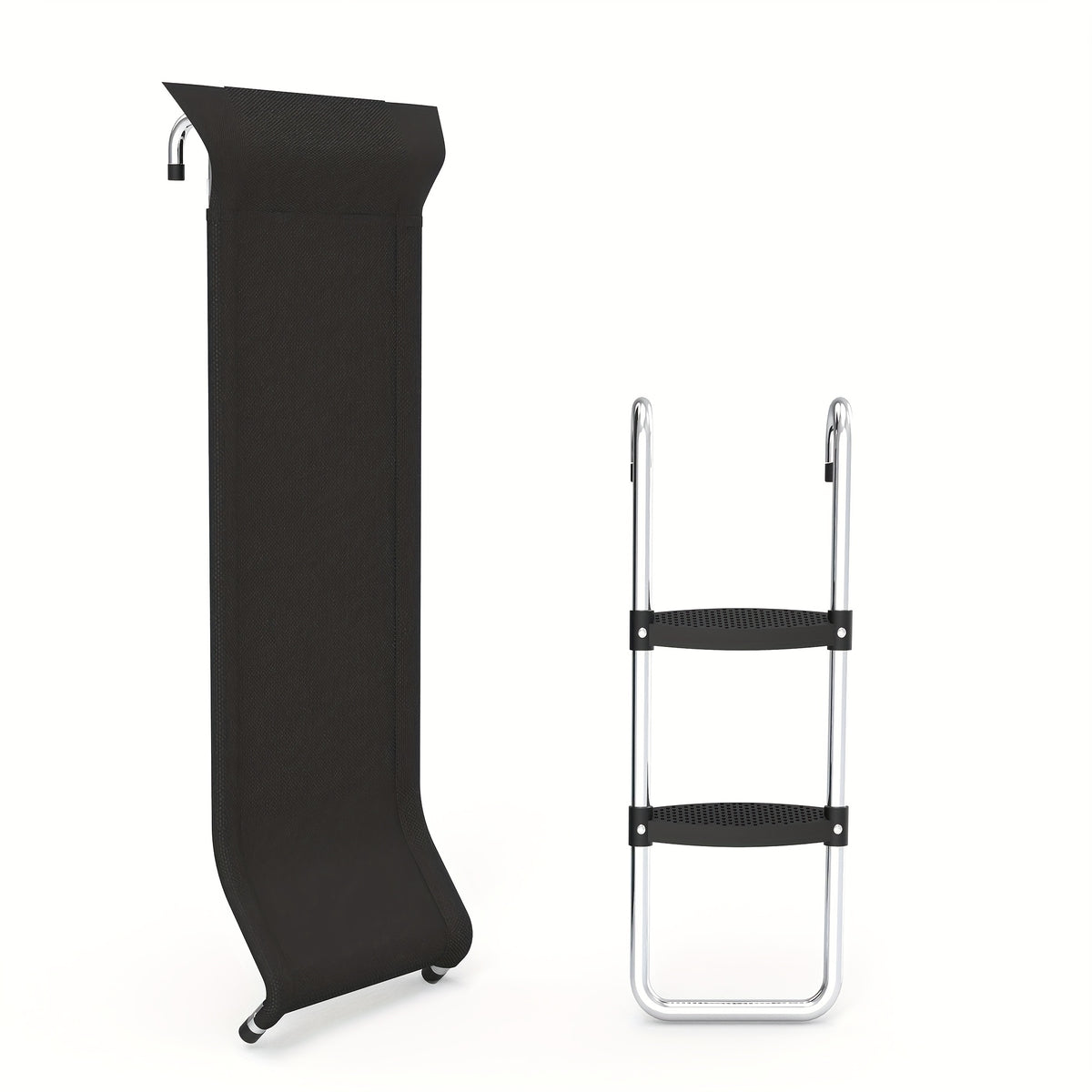 Trampoline Ladder & Slide Kit – 2-Step Wide Safety Ladder with Tear-Resistant Slide, PE & Galvanized Steel, Universal Fit for Trampolines, Ages 14+