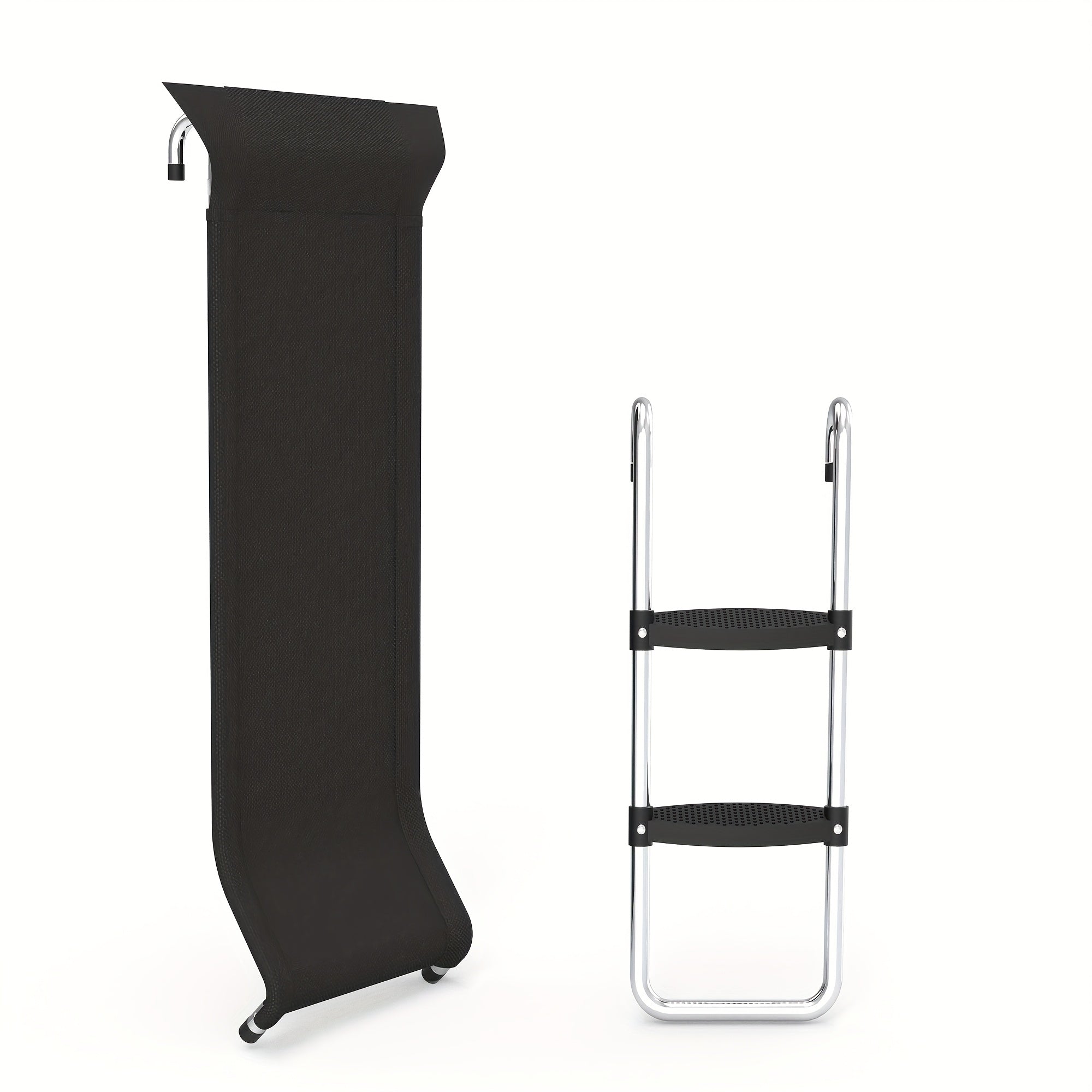 Trampoline Ladder & Slide Kit – 2-Step Wide Safety Ladder with Tear-Resistant Slide, PE & Galvanized Steel, Universal Fit for Trampolines, Ages 14+
