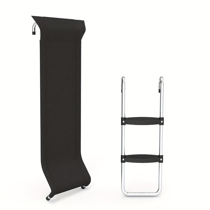 Trampoline Ladder & Slide Kit – 2-Step Wide Safety Ladder with Tear-Resistant Slide, PE & Galvanized Steel, Universal Fit for Trampolines, Ages 14+