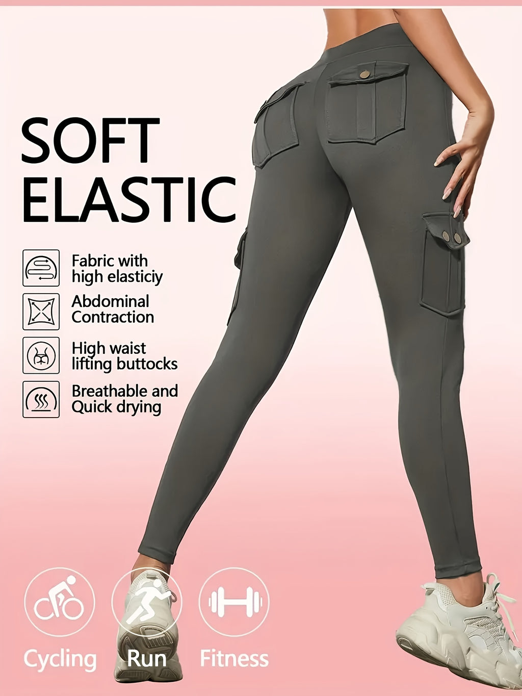 Women's Compression Leggings 3-Pack High Waisted with Flap Pockets Button Design All-Season Elastic Running Yoga Gym Sports Leggings Black Blue Gray Pink Red M-XXL
