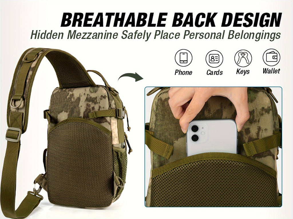 Tactical Camouflage Shoulder Bag – Military Style Crossbody Sling Bag for Outdoor Hiking Camping Hunting Travel Men Women Black Green Khaki Camo