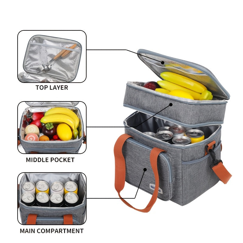 Insulated Lunch Bag Large Capacity Cooler Bag - Oxford Cloth Crossbody & Handheld Lunch Box for Outdoor Picnic, Camping & Work - Leakproof Food Storage Bag for Men Women Kids