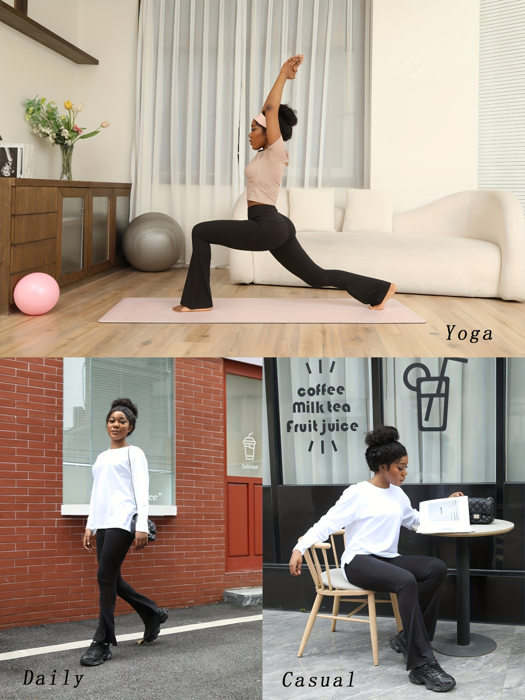 Women's High Waist Flare Yoga Pants 5-Pack Tummy Control Full Length Bell Bottom Leggings - Soft Bootcut Wide Leg Pants for Yoga Gym Dance - Polyester Elastane S M L XL XXL Mixed Colors
