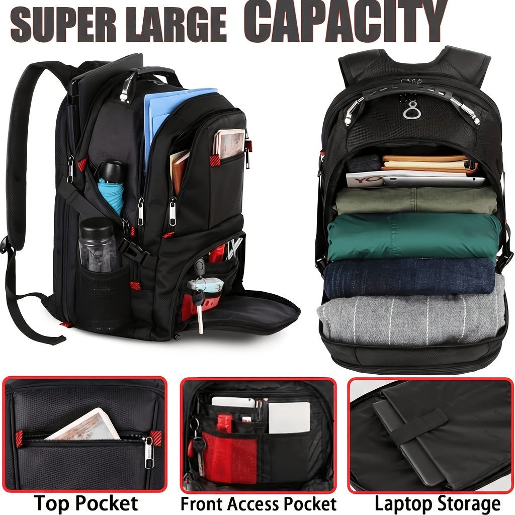 50L Extra Large Travel Backpack Fits 17" Laptop – Airline Approved, 3-Compartment Business & College Backpack for Men & Women, School, Work & Travel