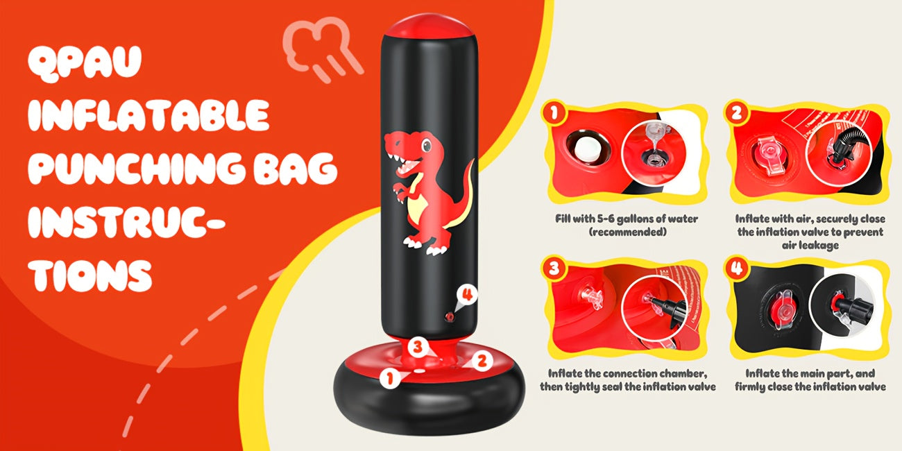 Inflatable Punching Bag for Kids 48-Inch Dinosaur Shaped with Boxing Gloves – Freestanding Bop Bag for Karate, Taekwondo & Active Play, Indoor Outdoor Gift for Boys & Girls