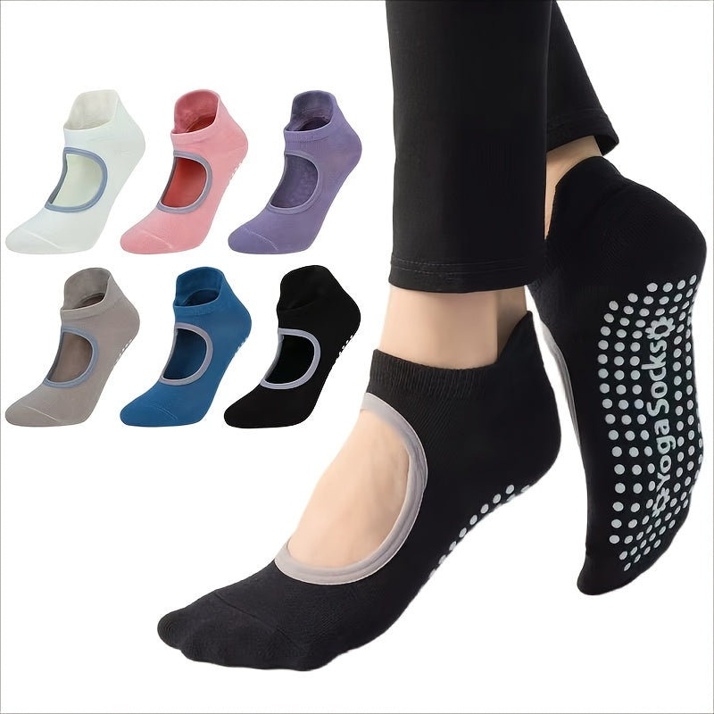 Non-Slip Yoga Socks for Women 4 Pairs Grip Socks with Silicone Dots Open Toe Design Pilates Barre Ballet Dance Fitness Socks Mixed Colors All Seasons