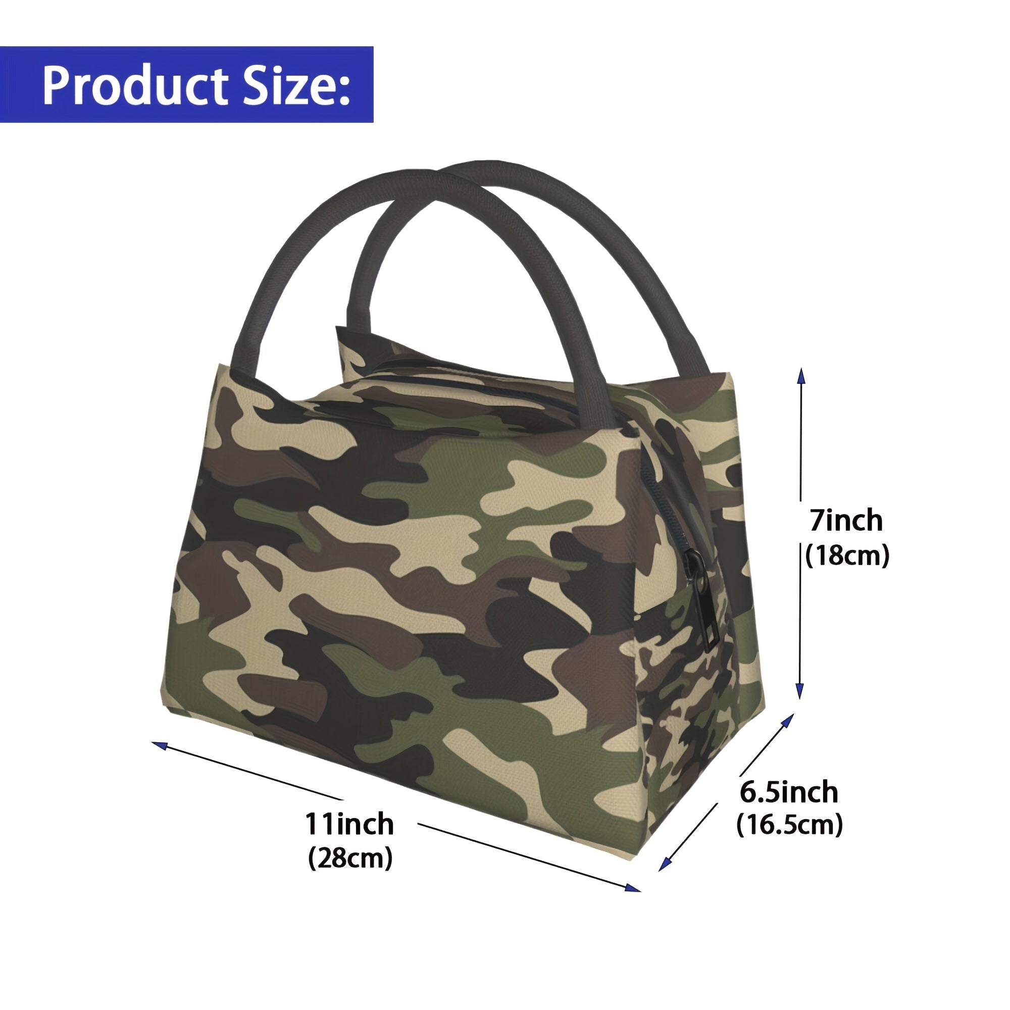 Insulated Lunch Bag Reusable 11x6.5x7 In – Polyester Cooler Tote for Camping, Picnic, Beach, Office & Outdoor Activities, Keeps Food Hot & Cold