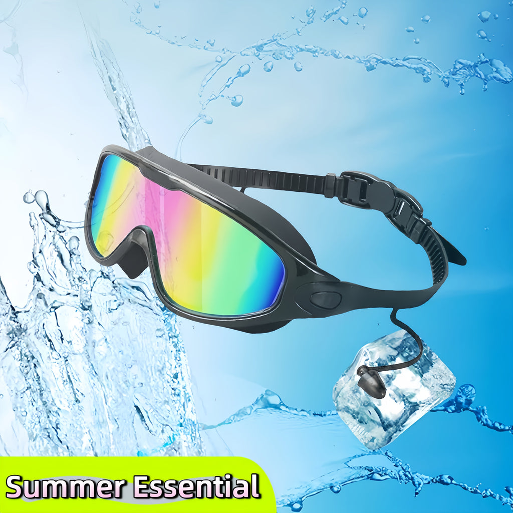Anti-Fog Swim Goggles 2 Pack with Earplugs Nose Clip Waterproof Bag UV Protection Swimming Goggles Men Women Teens Outdoor Pool Water Sports Gift