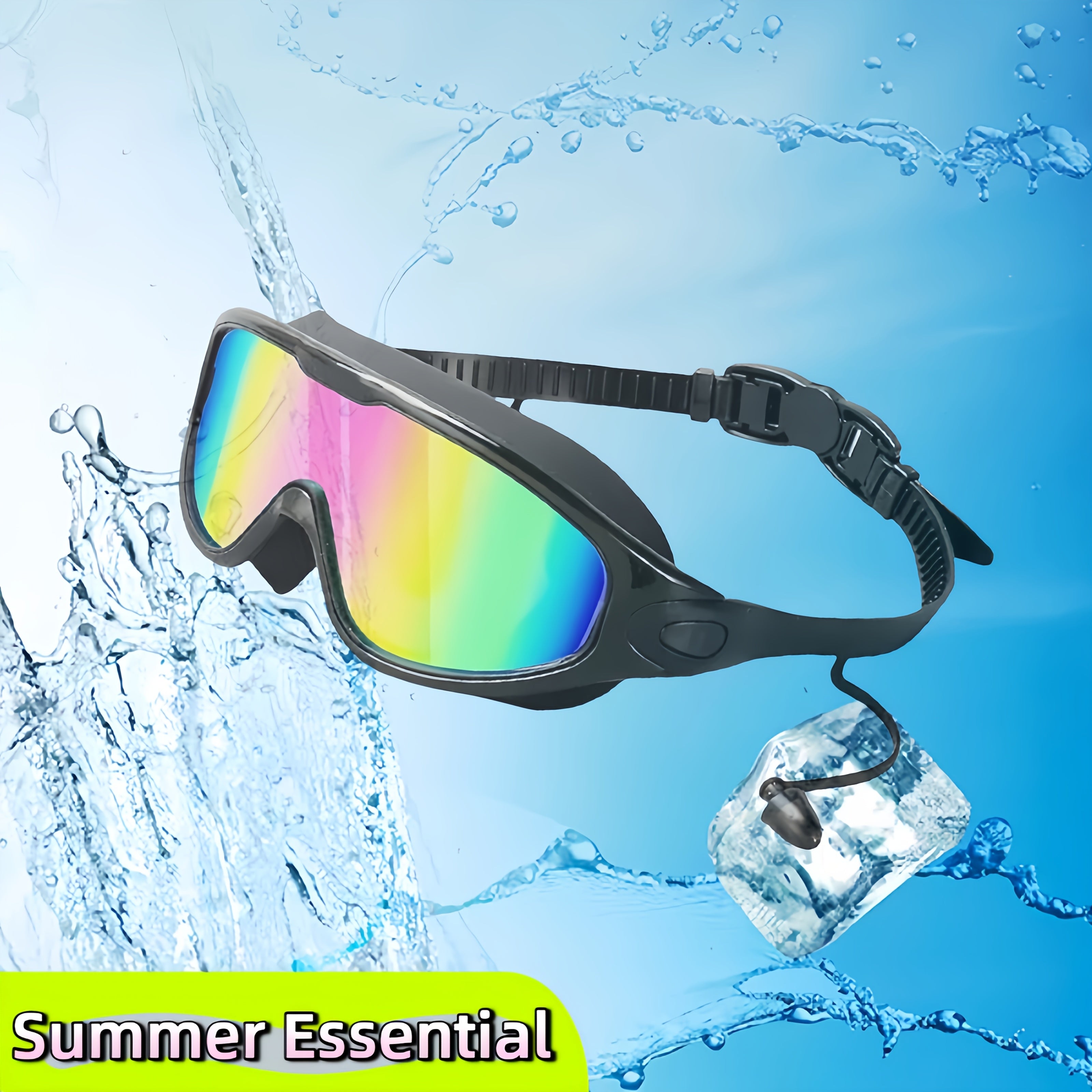 Anti-Fog Swim Goggles 2 Pack with Earplugs Nose Clip Waterproof Bag UV Protection Swimming Goggles Men Women Teens Outdoor Pool Water Sports Gift