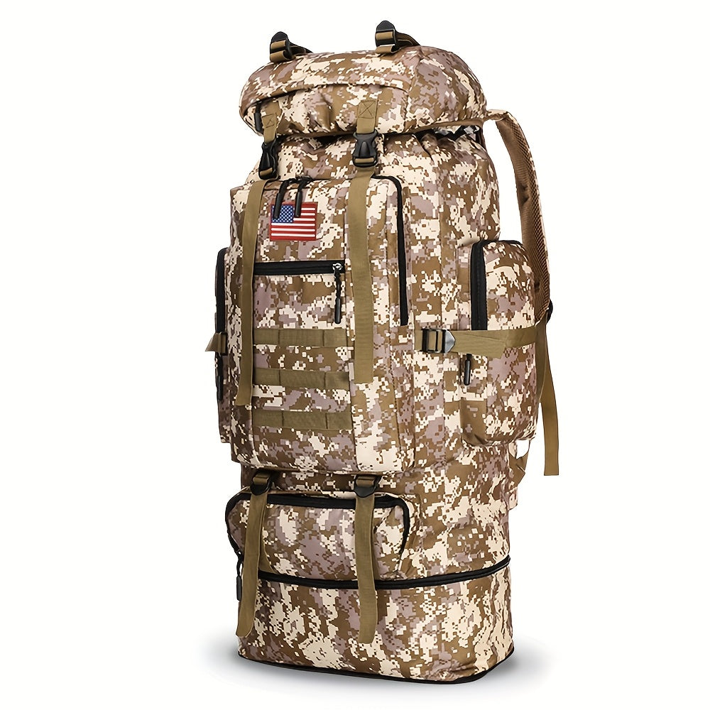 100L Tactical Camouflage Backpack – Large Capacity Hiking Rucksack with Multiple Compartments, Ergonomic Straps for Camping, Trekking, Hunting & Travel
