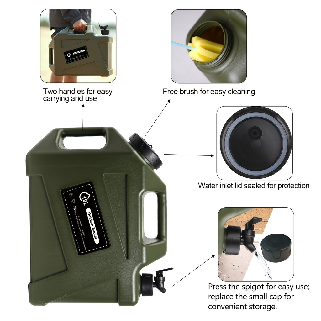 Water Jug with Spigot & 2 Handles – BPA Free PVC Water Container 2.6 to 5 Gal for Camping, RV, Hiking & Outdoor Water Storage, Multiple Colors & Sizes