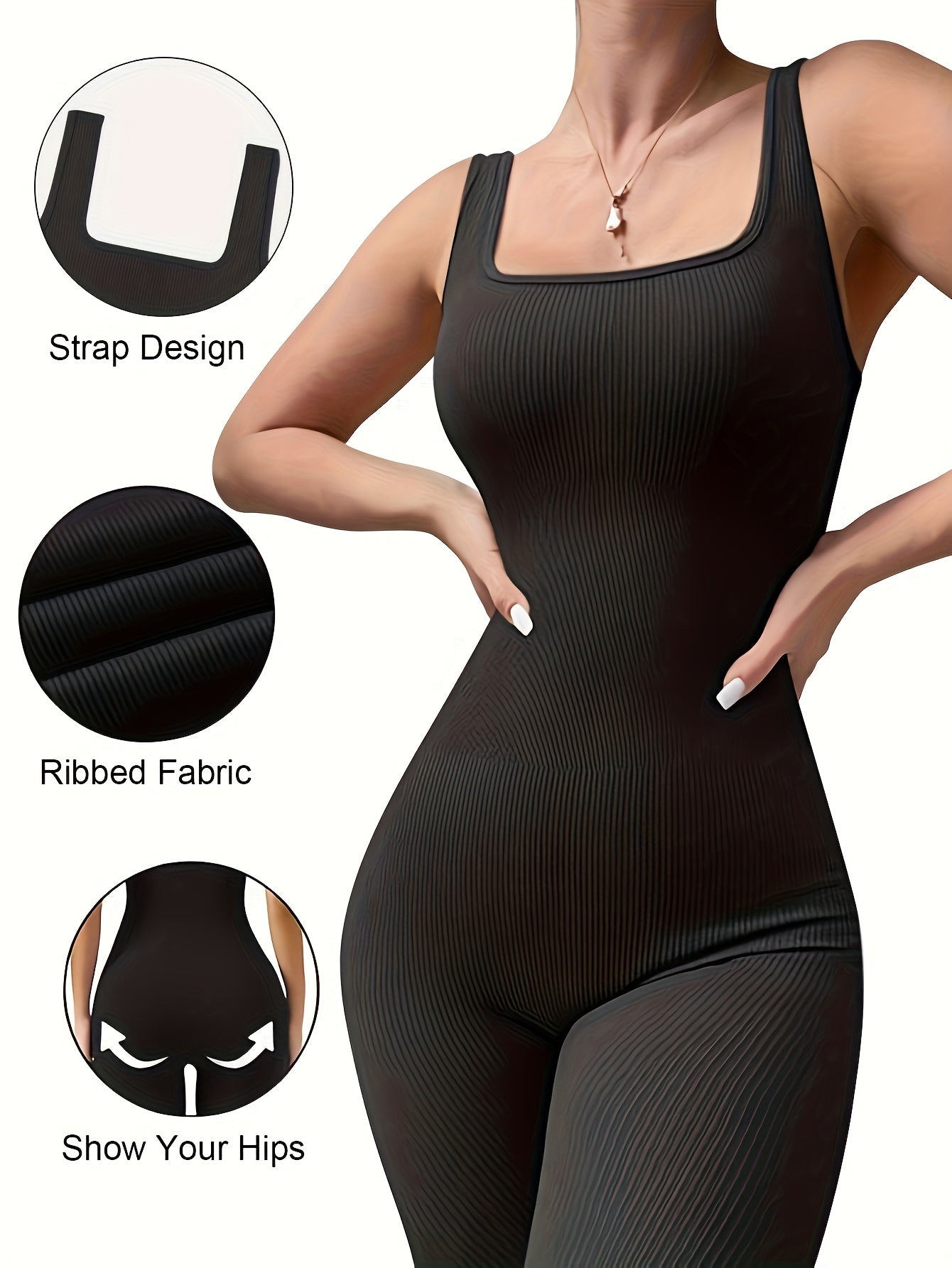 Women's Sleeveless Square Neck Jumpsuit 90% Nylon Stretch Bodysuit for Yoga Pilates Running Fitness Exercise Gym Workout One Piece S M L XL Multicolor