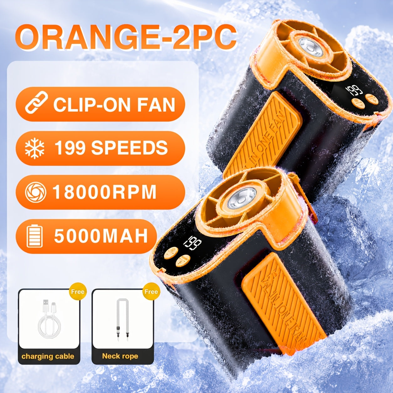 Hands-Free Neck Fan with Flashlight – 18000 RPM Brushless Motor, 199-Speed Adjustable, 5000mAh Battery, Wearable Portable Cooling Fan for Outdoor Work Camping Fishing Hiking, Single & 2-Pack