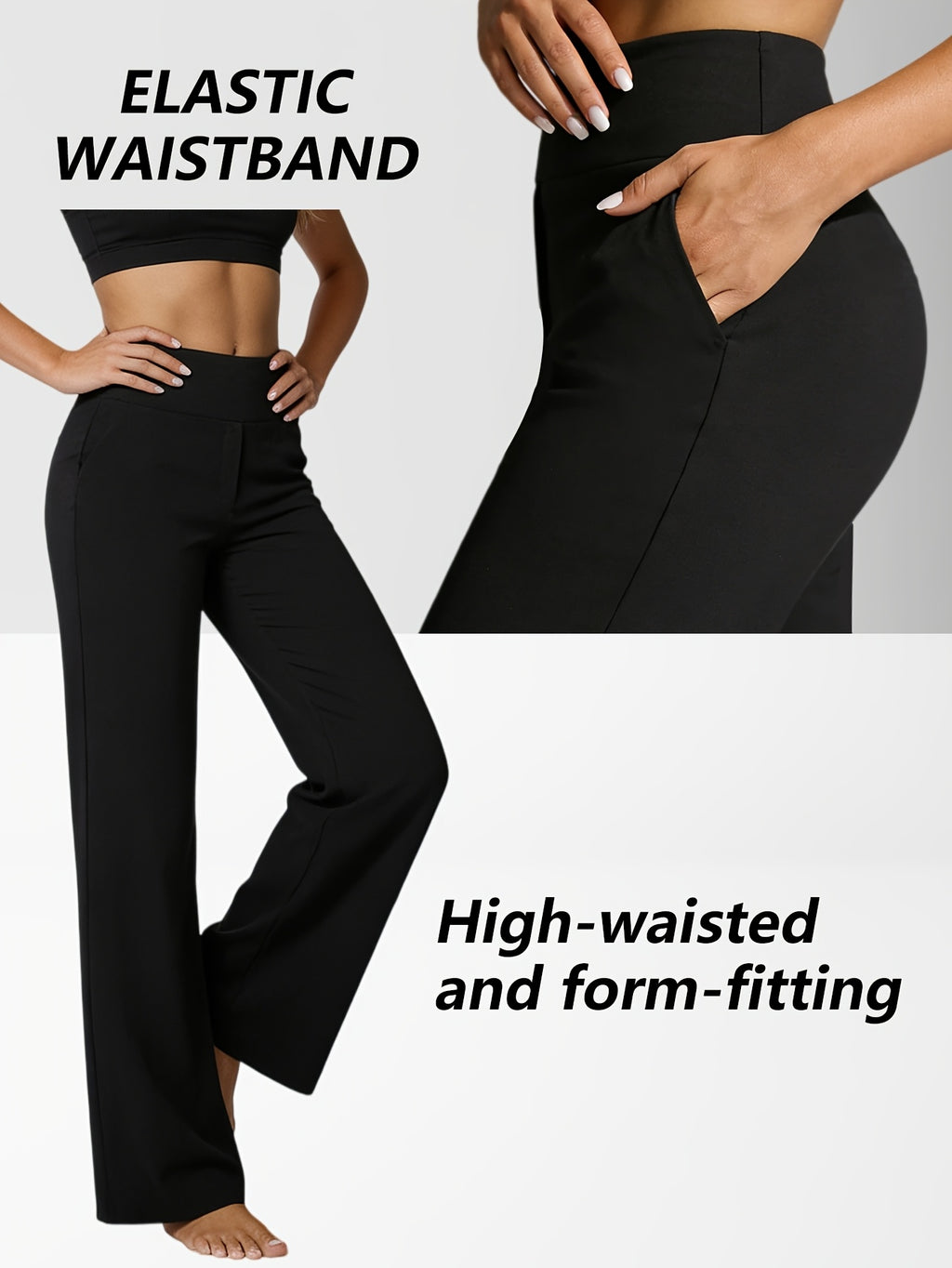 Women's Wide Leg Yoga Pants 3-Pack Loose Straight Leg Workout Pants with Pockets – Soft Stretch Casual Sports Fitness Running Pants for Women Black Gray Coffee S-XXL