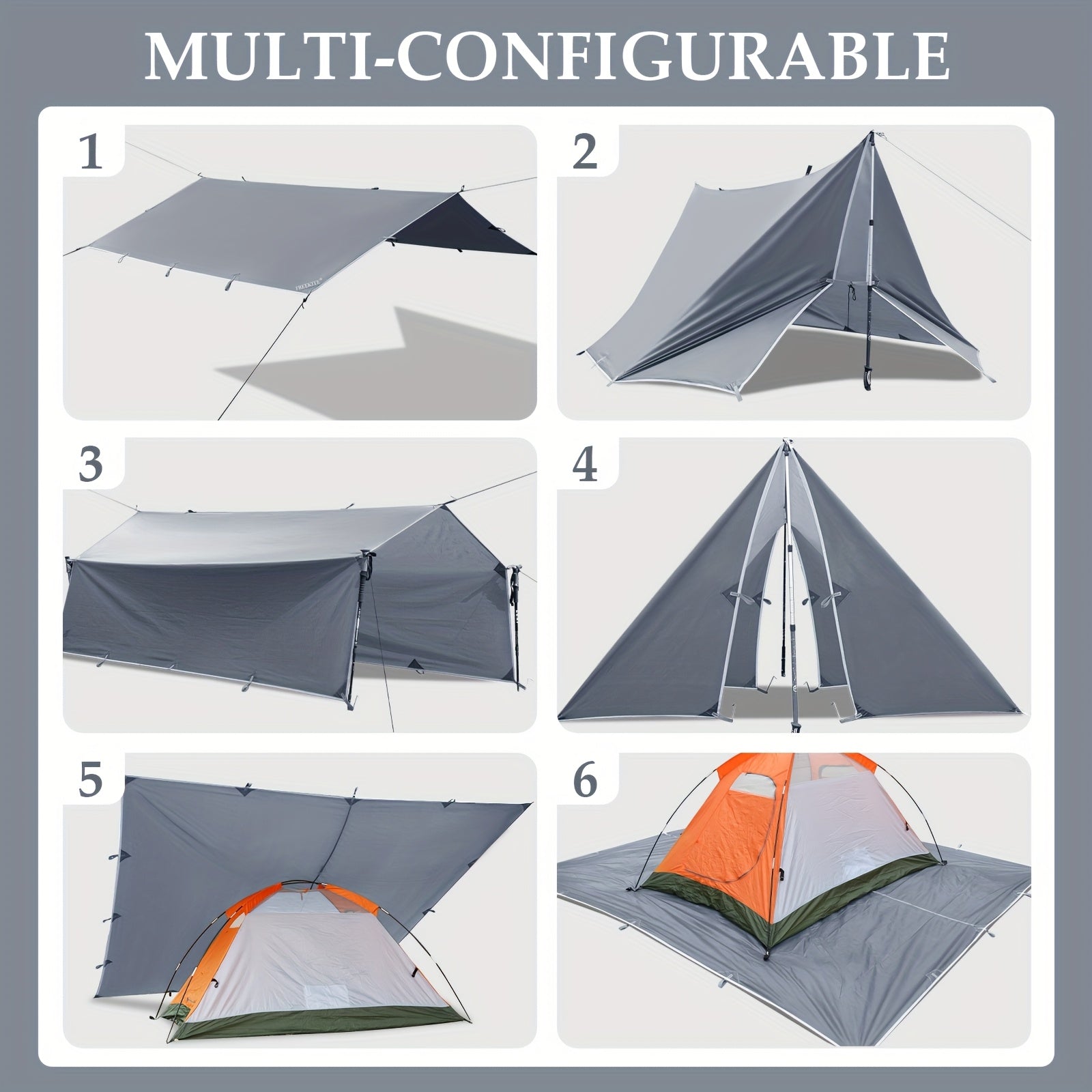 Waterproof Camping Tarp Canopy 4 Person – UV Protection Alloy Poles Portable Foldable Rain Fly Awning for Hiking Backpacking Survival Outdoor, Multiple Colors & Sizes