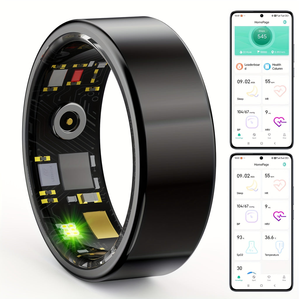 Fitness Tracker Ring Smart Sleep Step Distance Calorie Monitor Remote Camera IP68 Waterproof iOS Android Women Men Black Rose Gold Silver