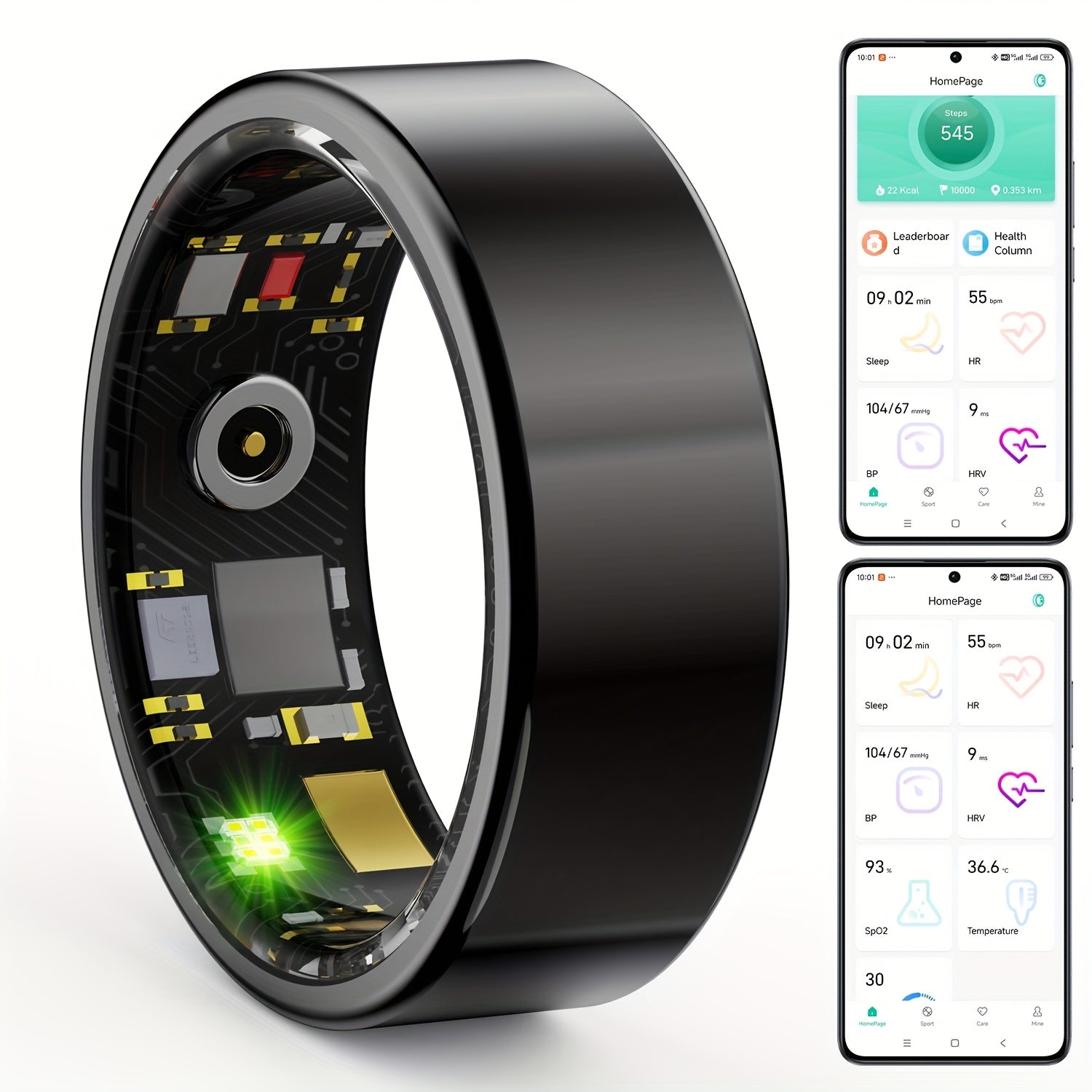 Fitness Tracker Ring Smart Sleep Step Distance Calorie Monitor Remote Camera IP68 Waterproof iOS Android Women Men Black Rose Gold Silver